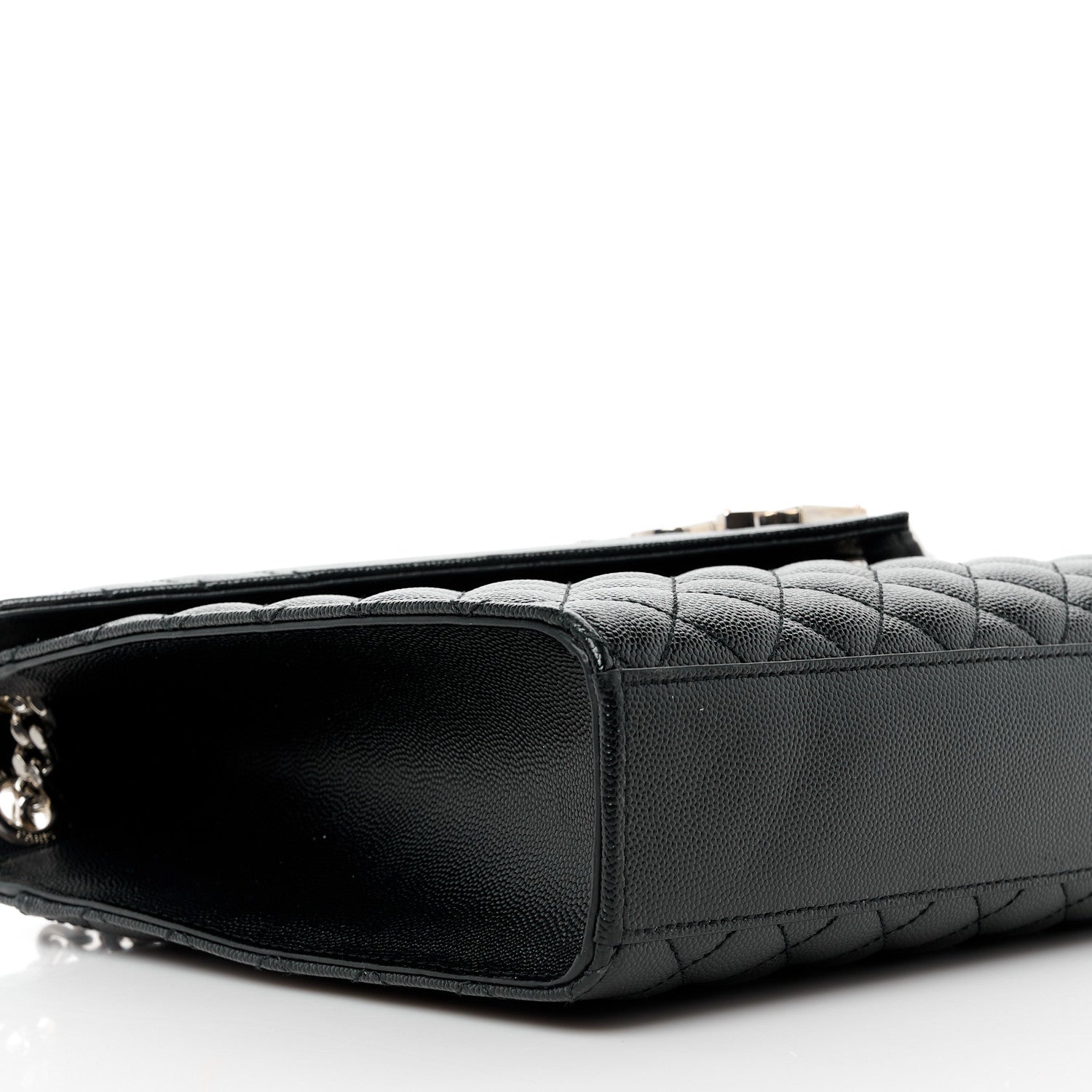 Saint Laurent Grain De Poudre Textured Mixed Matelasse Large Triquilt Monogram Satchel Black 10 of 11