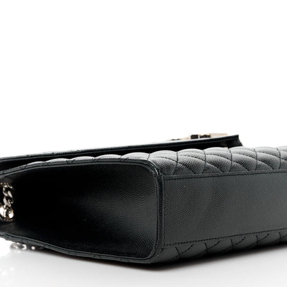 Saint Laurent Grain De Poudre Textured Mixed Matelasse Large Triquilt Monogram Satchel Black 10 of 11