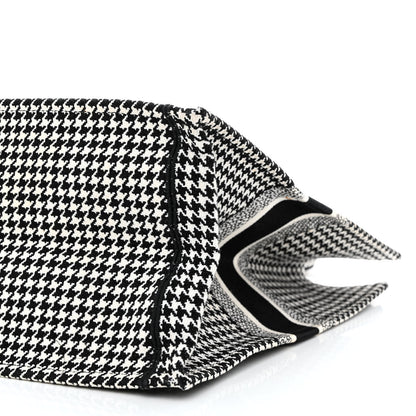Christian Dior Canvas Houndstooth Embroidered Book Tote Black White 10 of 14