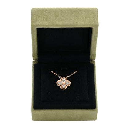 Van Cleef & Arpels 18K Rose Gold Diamond Vintage Alhambra Pendant Necklace 4 of 4