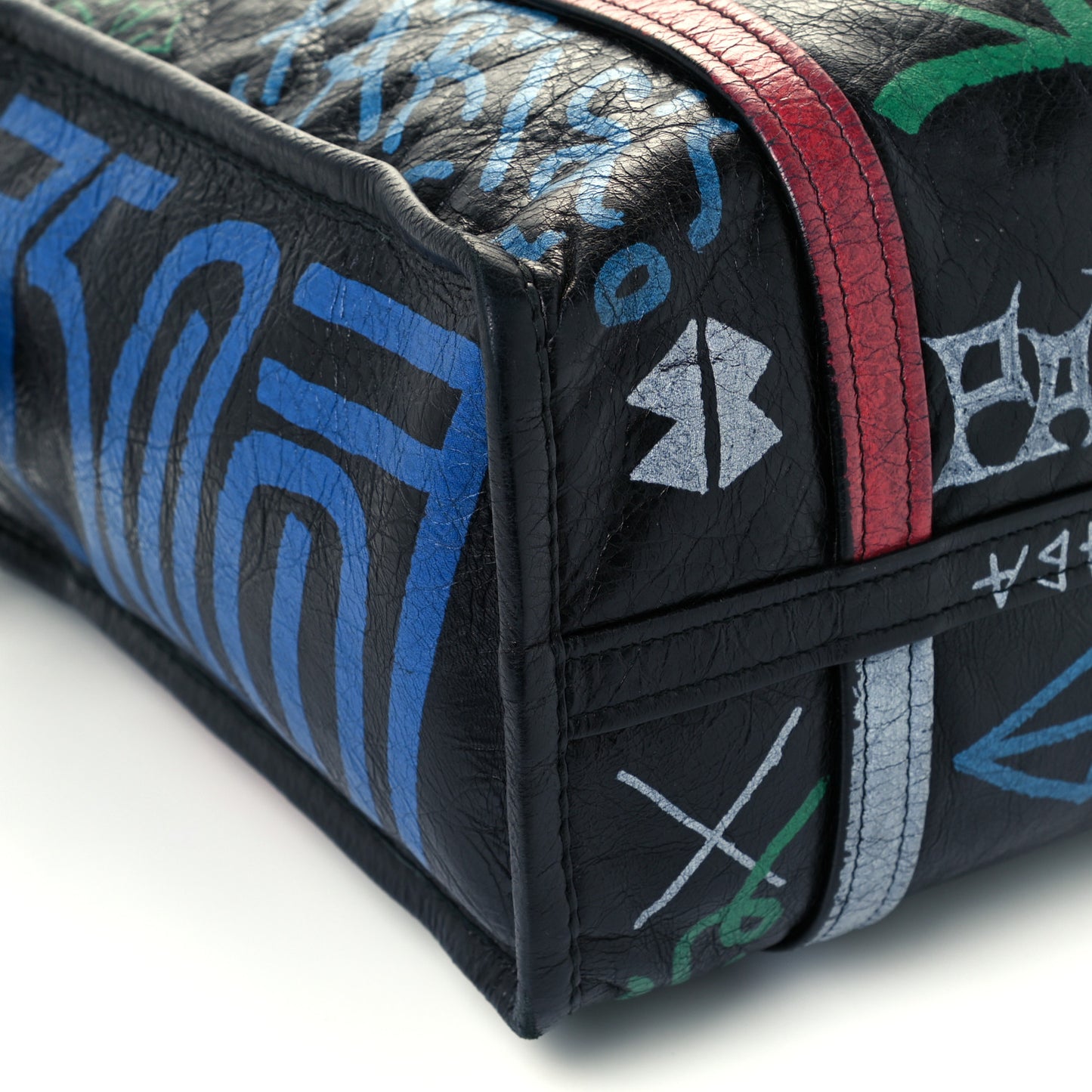 Agneau Arena Graffiti All Over S Bazar Shopper Tote Black Vert Rouge