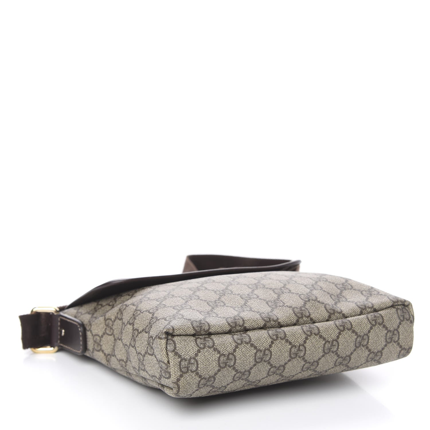 Gucci GG Supreme Monogram Selleria Calfskin Small Flap Messenger Bag Beige Ebony Cocoa Dark Chocolate 4 of 10