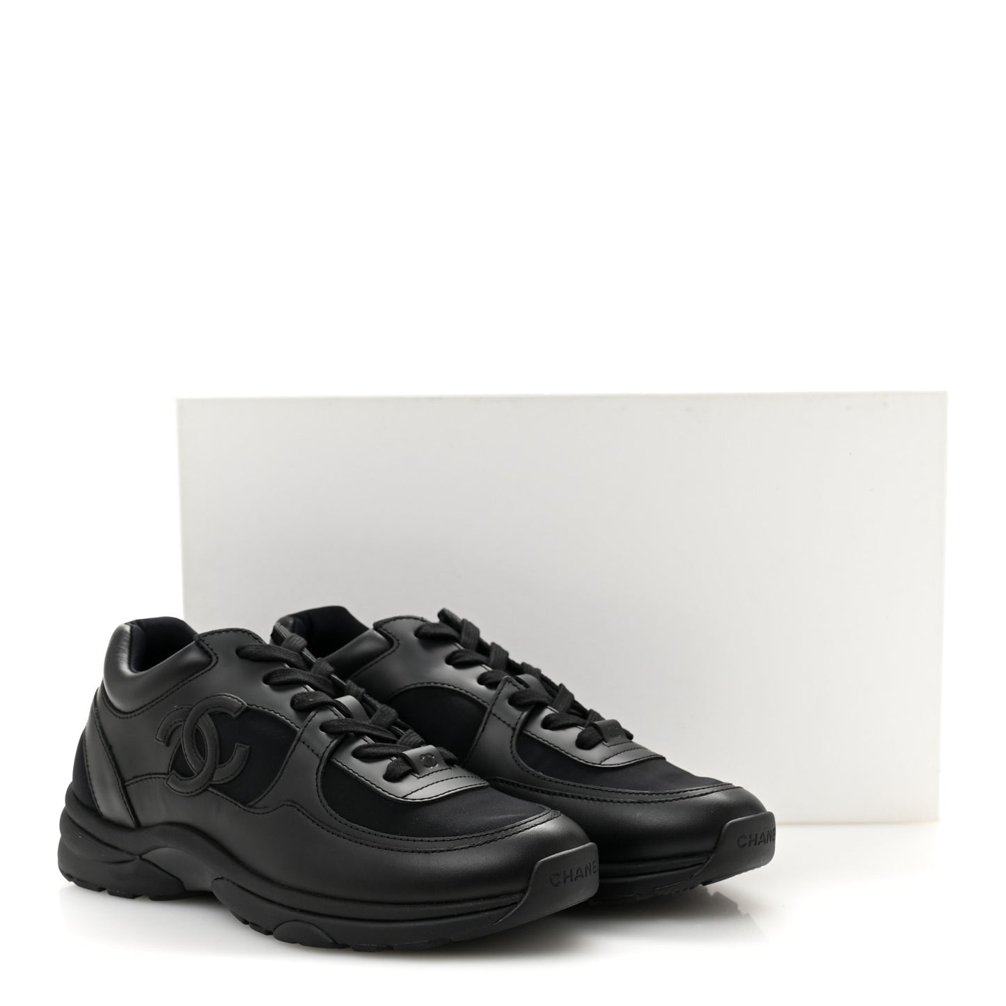 Lambskin Fabric CC Sneakers 39 Black