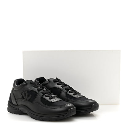 Chanel Lambskin Fabric CC Sneakers 39 Black 9 of 9