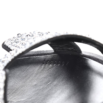 Hermes Velvet Goatskin Crystal Beads Oran Sandals 38 Gris Argente Black 11 of 12