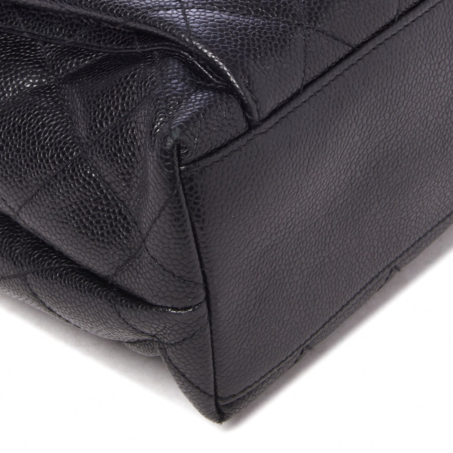 Caviar Quilted Flap Shoulder Bag Black