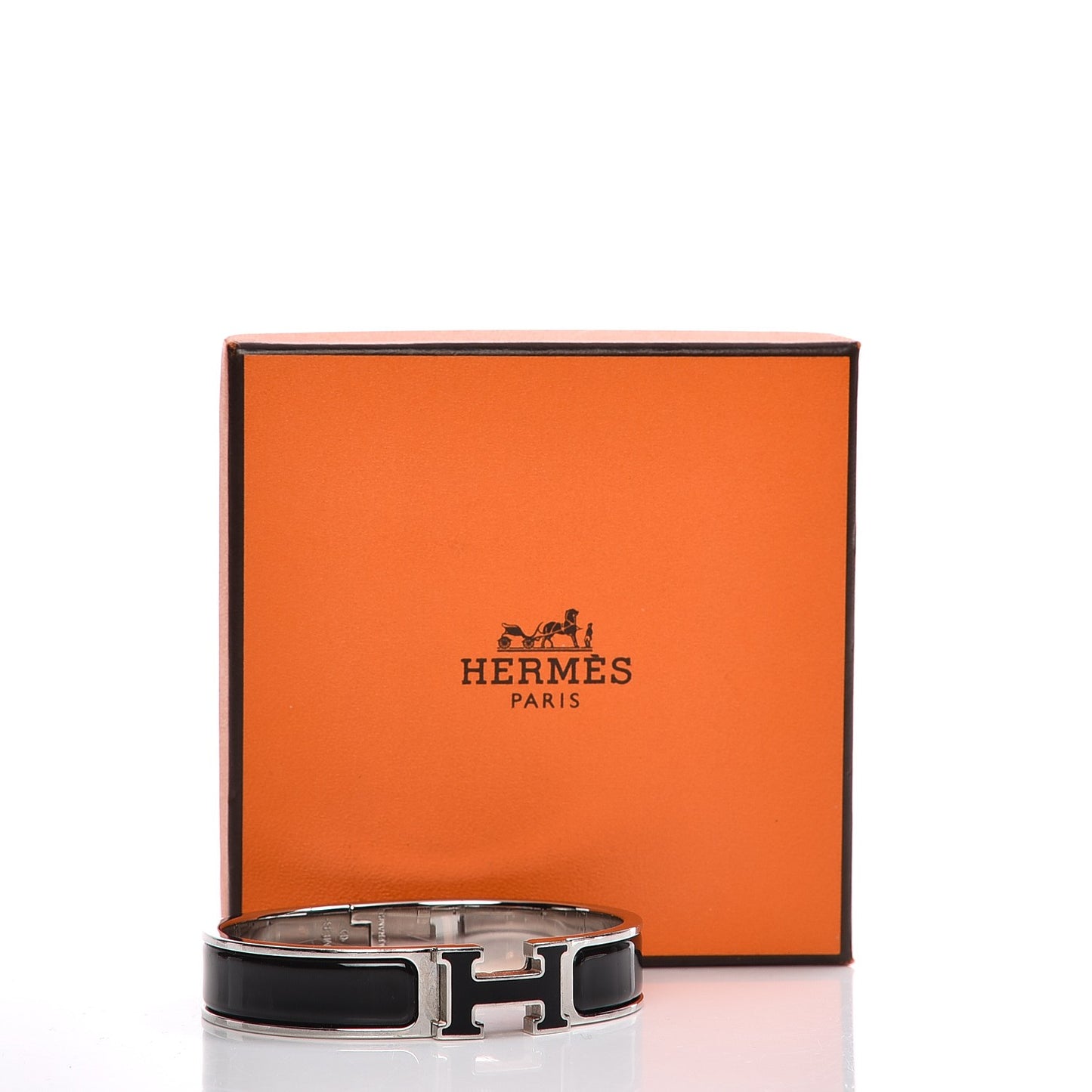 Enamel Narrow Clic Clac H Bracelet PM Black