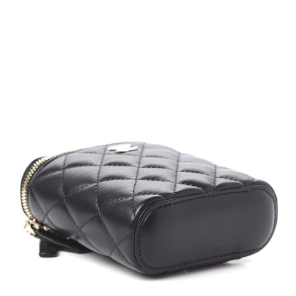 Chanel Lambskin Quilted Small Vertical Coco Beauty Vanity Case With Chain Black 4 of 10