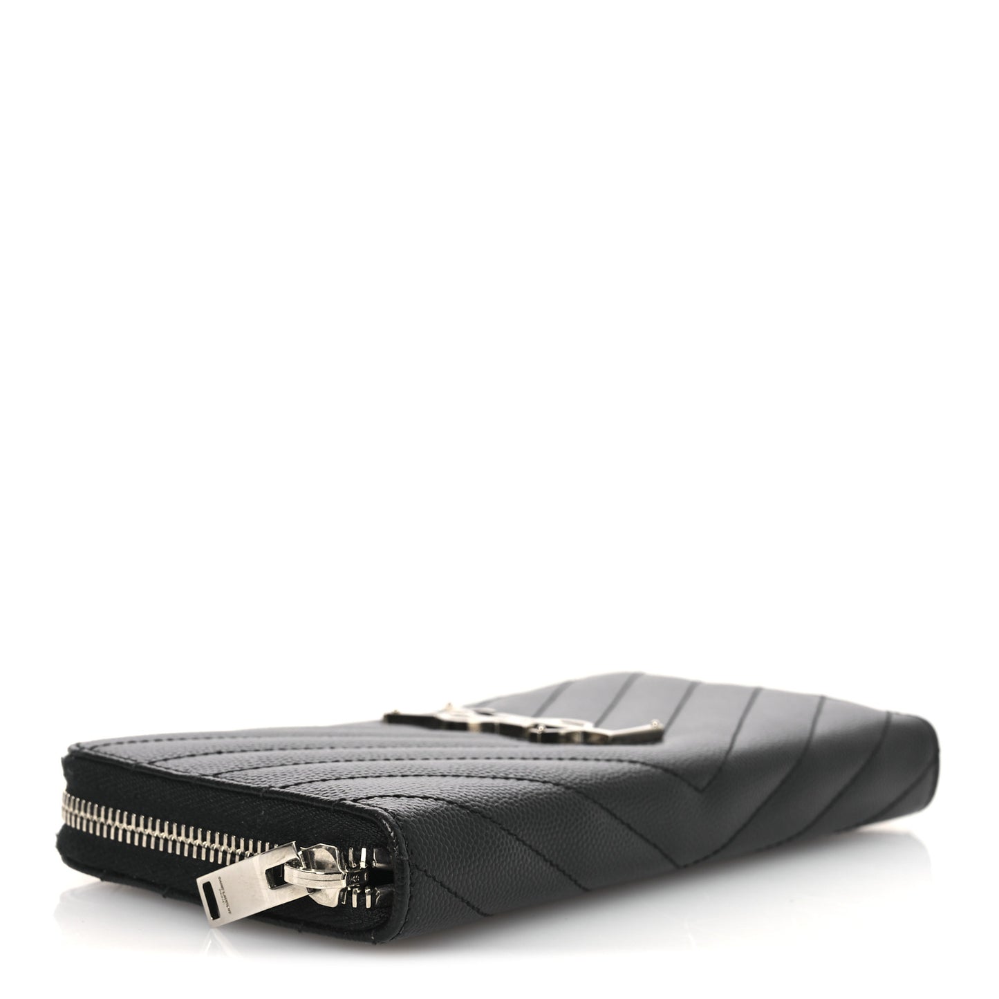 Grain De Poudre Matelasse Chevron Monogram Zip Around Wallet Black
