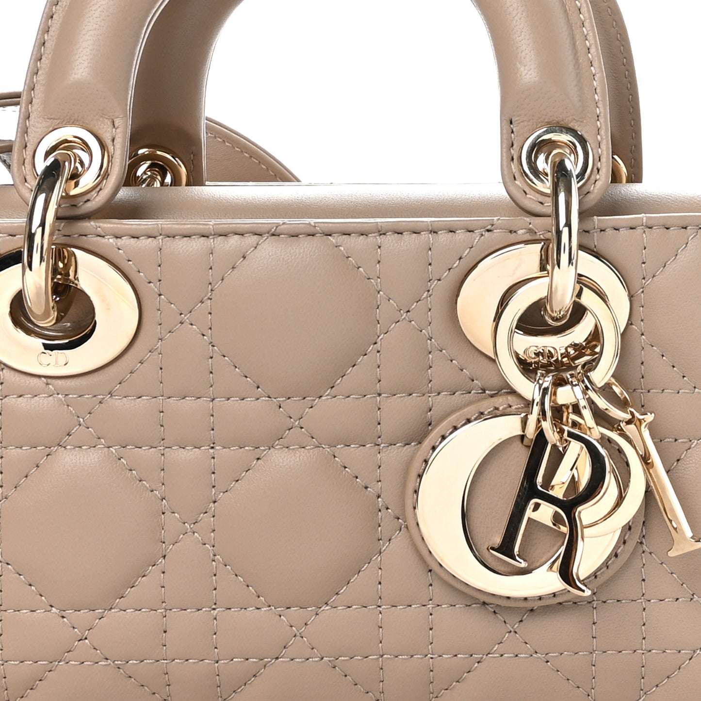 Lambskin Cannage Small Lady D-Joy Powder Beige