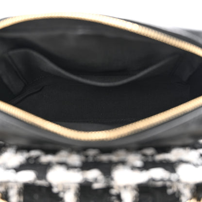 Chanel Tweed Lambskin Quilted Flap Black Ecru White 5 of 12