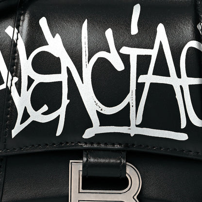 Balenciaga Box Calfskin Graffiti Logo Hourglass Top Handle Bag XS Black Silver 8 of 12