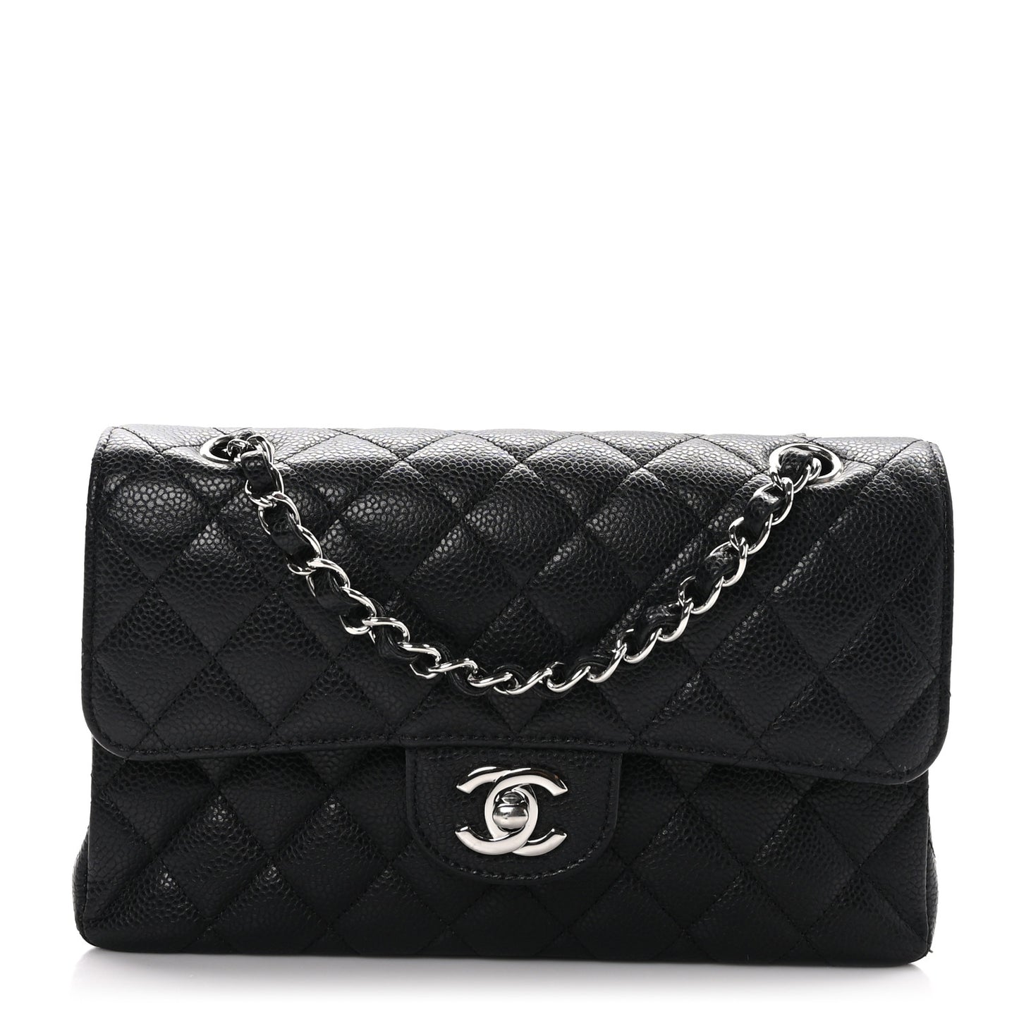 Caviar Quilted Small Double Flap Black
