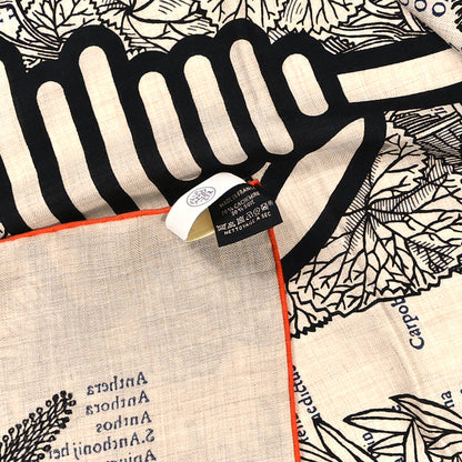 Hermes Cashmere Silk Botanica Grafica Shawl 140 Naturel Black Orange 4 of 4