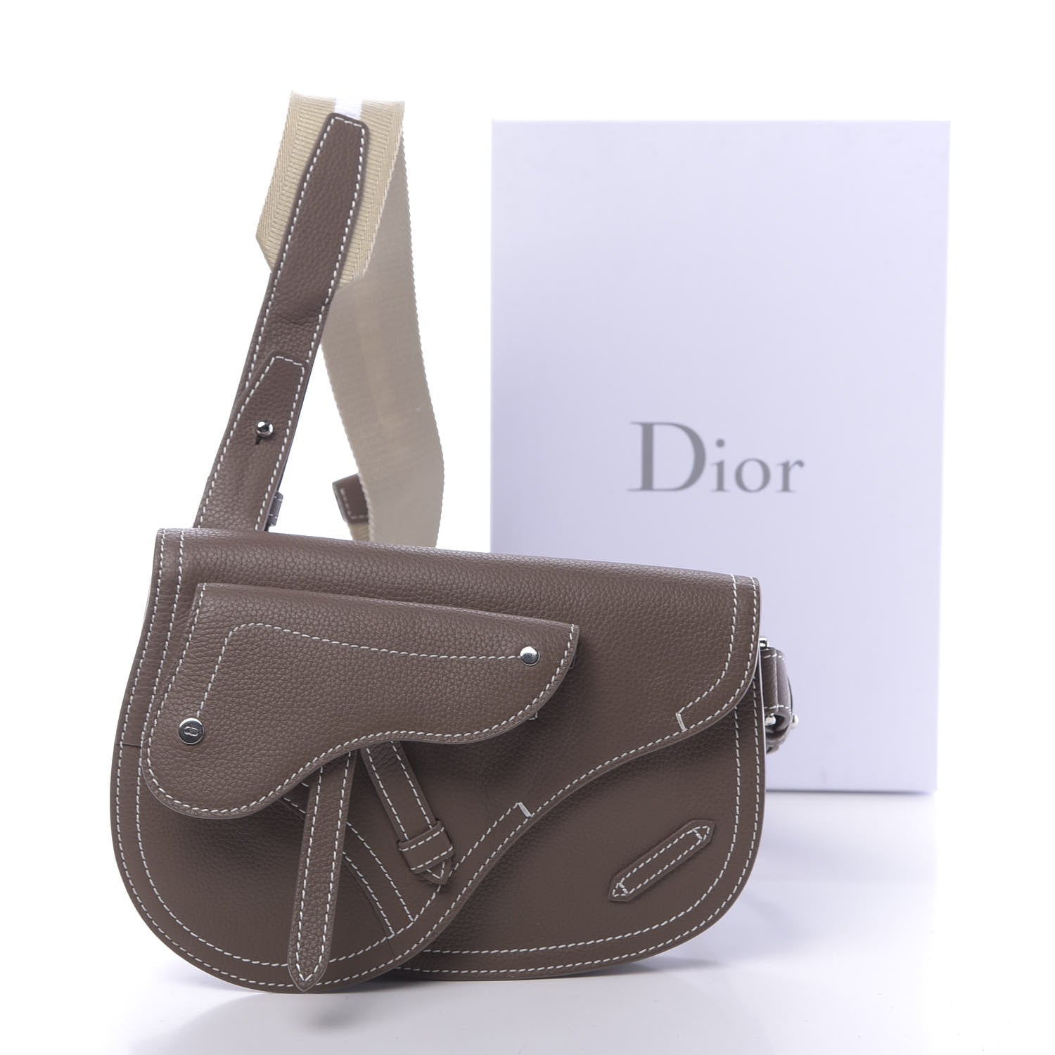 Christian Dior X KAWS Grained Calfskin Saddle Pouch Marron Multicolor 10 of 10