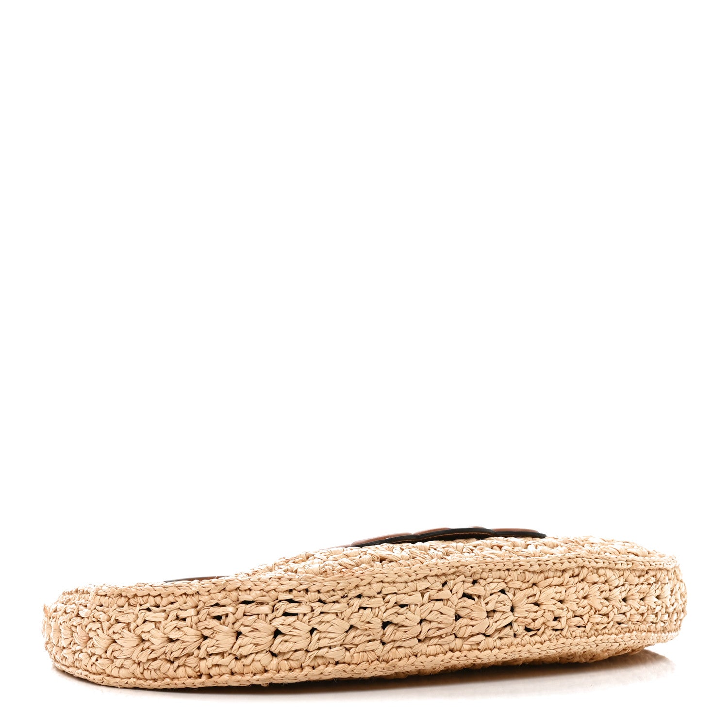 Celine Raffia Calfskin Triomphe Panier Hobo Bag Natural Tan 4 of 11