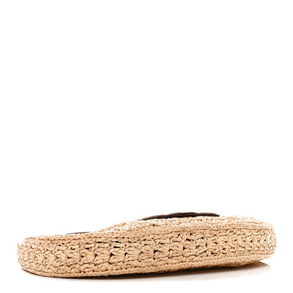 Celine Raffia Calfskin Triomphe Panier Hobo Bag Natural Tan 4 of 11