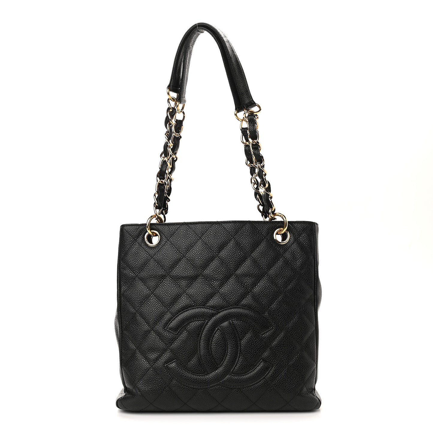 Caviar Quilted Petit Shopping Tote PST Black