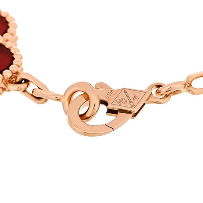 Van Cleef & Arpels 18K Rose Gold Carnelian 5 Motifs Guilloche Vintage Alhambra Bracelet 3 of 5