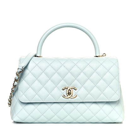 Chanel Caviar Quilted Small Coco Handle Flap Light Blue 1 of 14