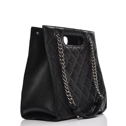 Chanel Goatskin Quilted Small Perfect Edge Shopping Tote Black 3 of 12