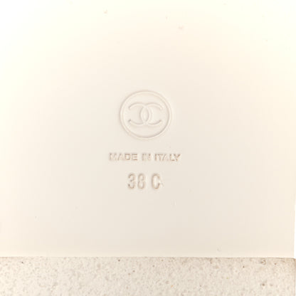 Chanel Grained Calfskin Velcro Dad Sandals 38 White 6 of 9