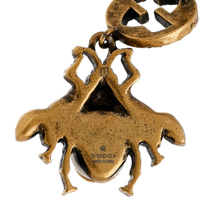 Gucci Crystal Pearl GG Drop Bee Earrings Gold 4 of 5