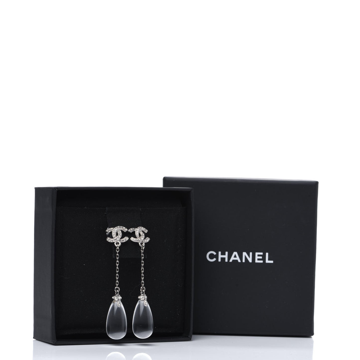 Crystal Resin CC Drop Earrings Silver