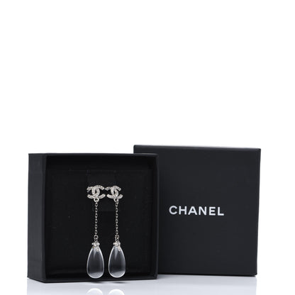Chanel Crystal Resin CC Drop Earrings Silver 7 of 7