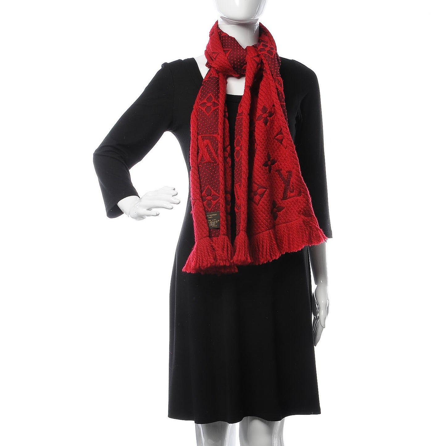 Wool Silk Logomania Scarf Rubis