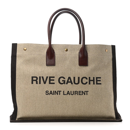 Saint Laurent Linen Calfskin Rive Gauche Tote Natural 1 of 10