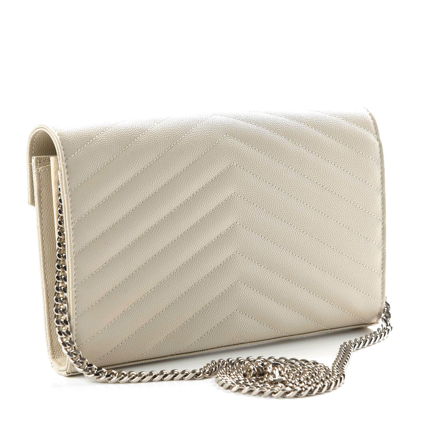 Grain De Poudre Matelasse Chevron Monogram Chain Wallet Crema Soft