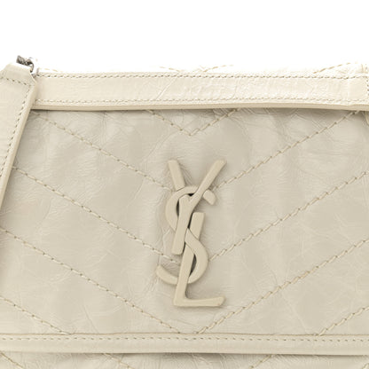 Saint Laurent Crinkled Calfskin Matelasse Monogram Baby Niki Chain Satchel Ivory 9 of 11