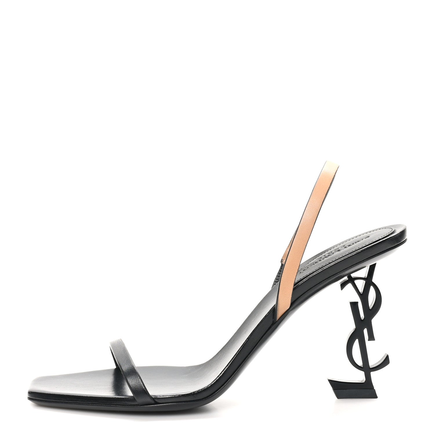 Saint Laurent Calfskin Cassandra 85 Sandals 37 Black Gold Brown 1 of 9