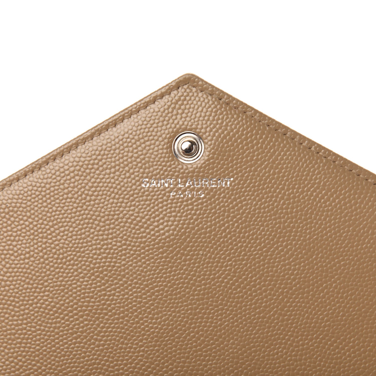 Saint Laurent Grain De Poudre Matelasse Chevron Monogram Chain Wallet Dark Latte 6 of 12