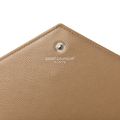 Saint Laurent Grain De Poudre Matelasse Chevron Monogram Chain Wallet Dark Latte 6 of 12