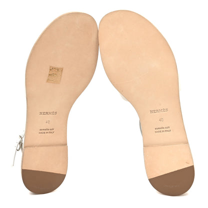 Hermes Calfskin Santorini Sandals 40 White 5 of 10