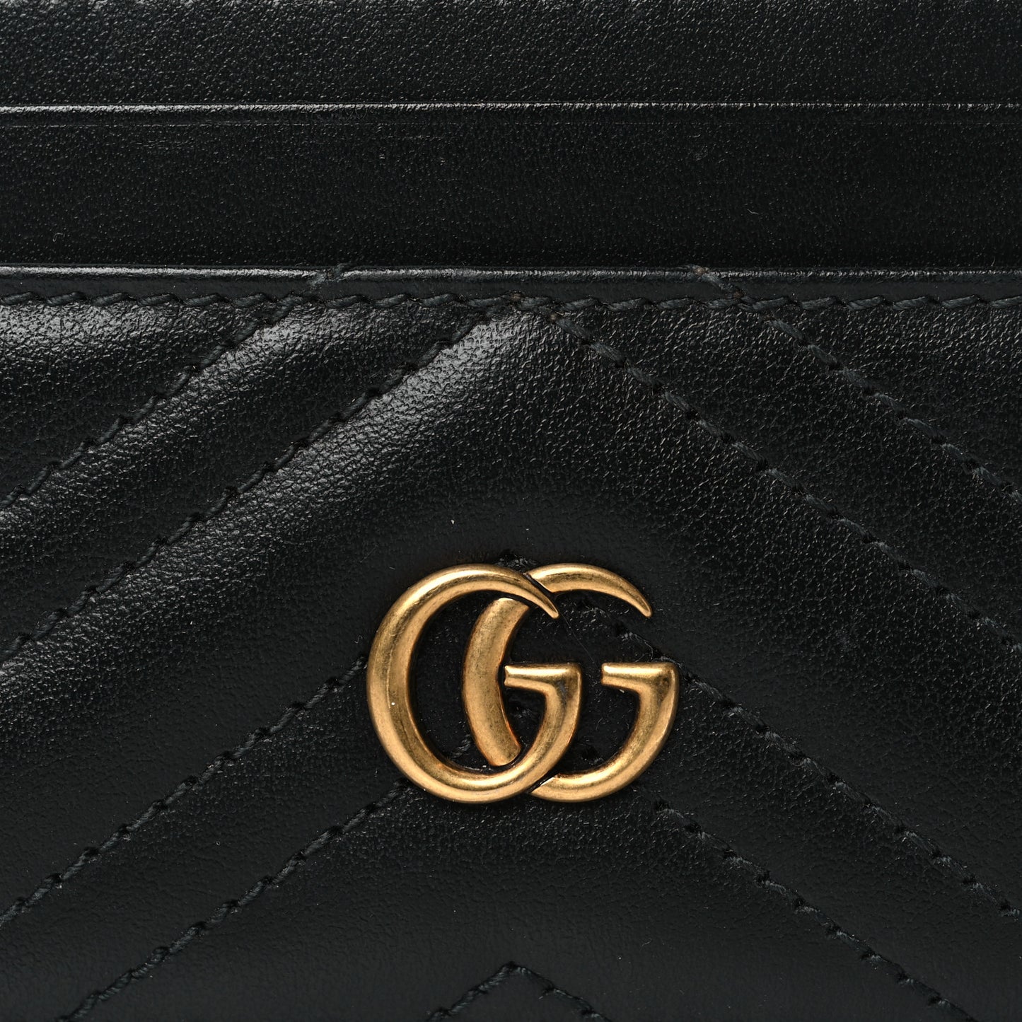 Calfskin Matelasse GG Marmont Card Holder Black