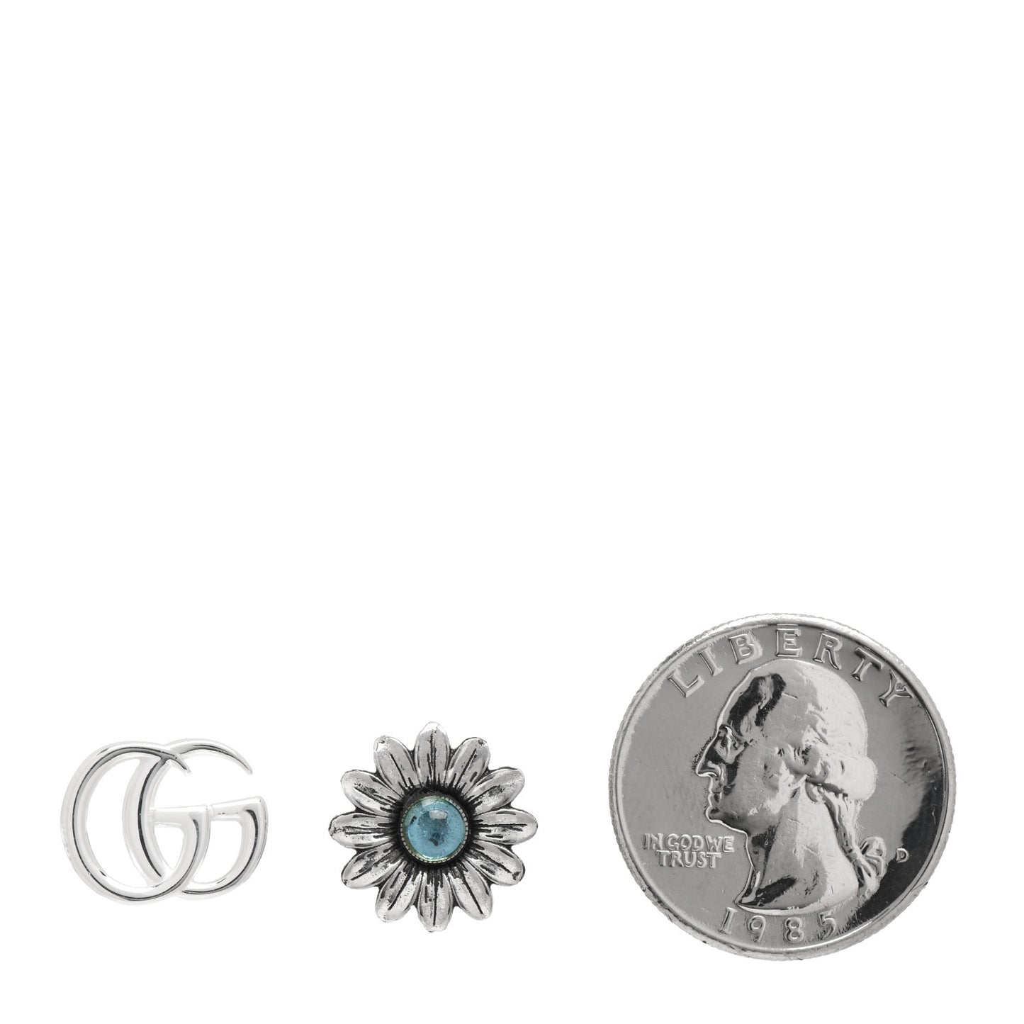 Sterling Silver Blue Topaz Flower Marmont Double G Earrings