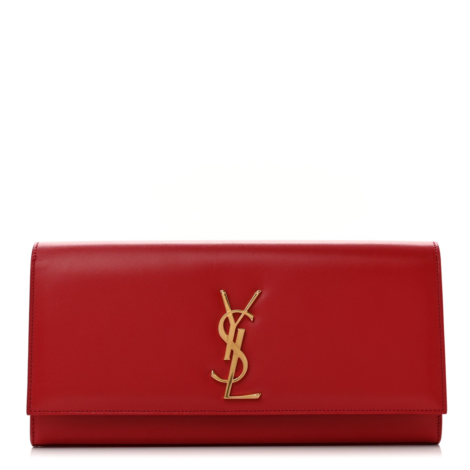 Saint Laurent Smooth Calfskin Classic Monogram Cassandre Clutch Red 1 of 7