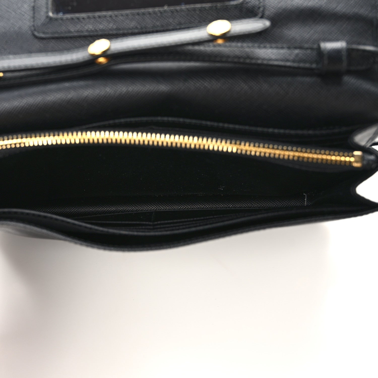 Prada Saffiano Metal Flap Wallet With Strap Black 5 of 11