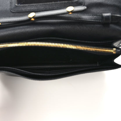 Prada Saffiano Metal Flap Wallet With Strap Black 5 of 11