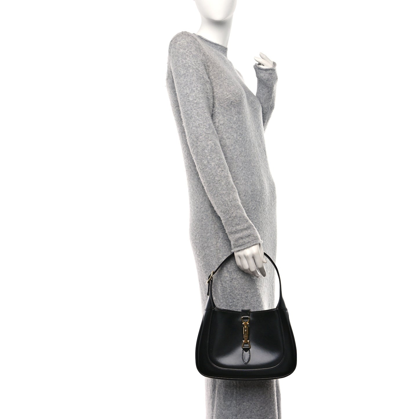 Boarded Dyana Lux Calfskin Small Jackie 1961 Hobo Black
