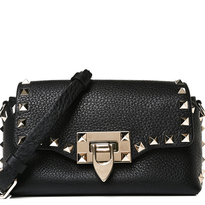 Valentino Garavani Pebbled Calfskin Mini Rockstud Crossbody Bag Black 8 of 12