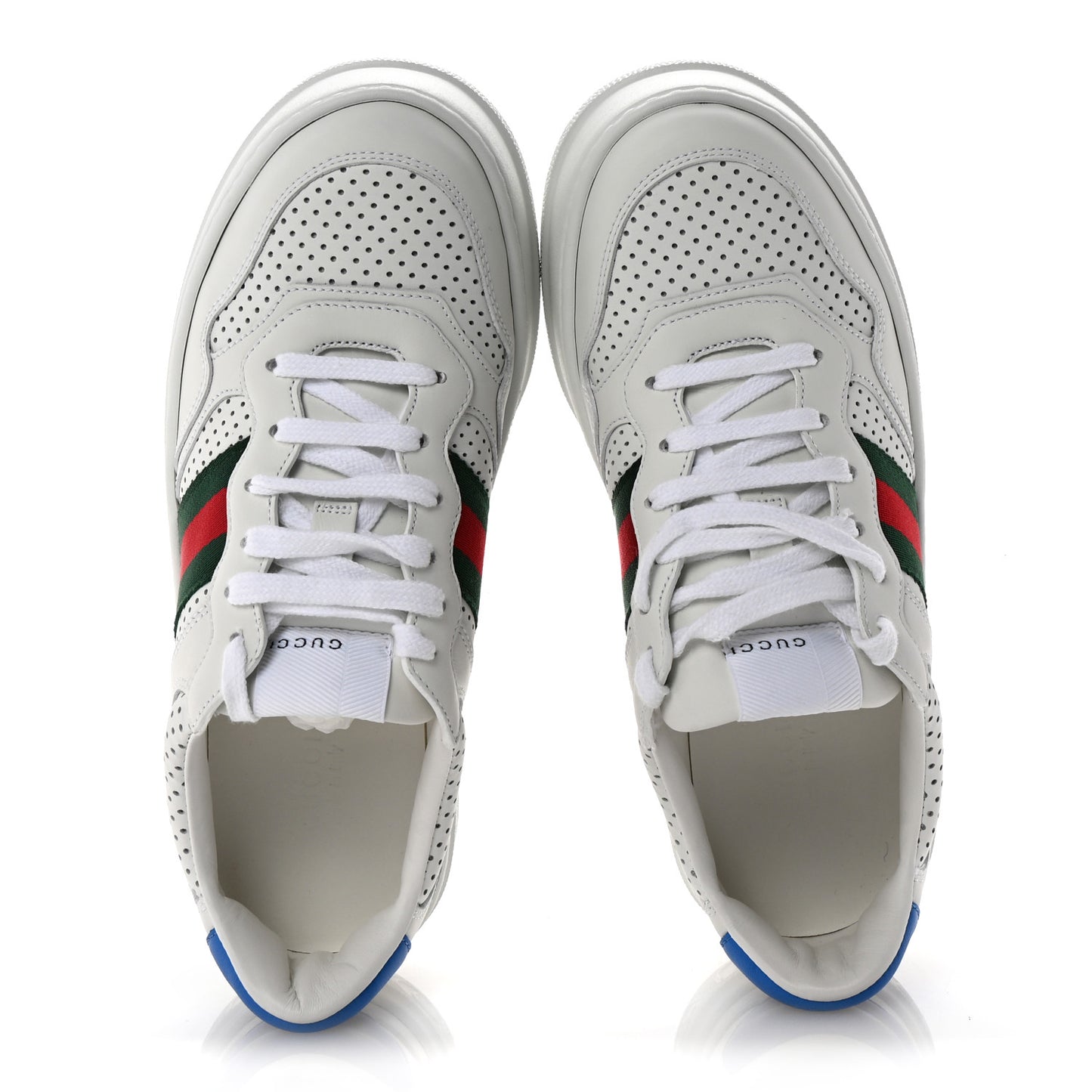 Calfskin Web Perforated Womens Platform 55mm Sneakers 38.5 White Bright Splash