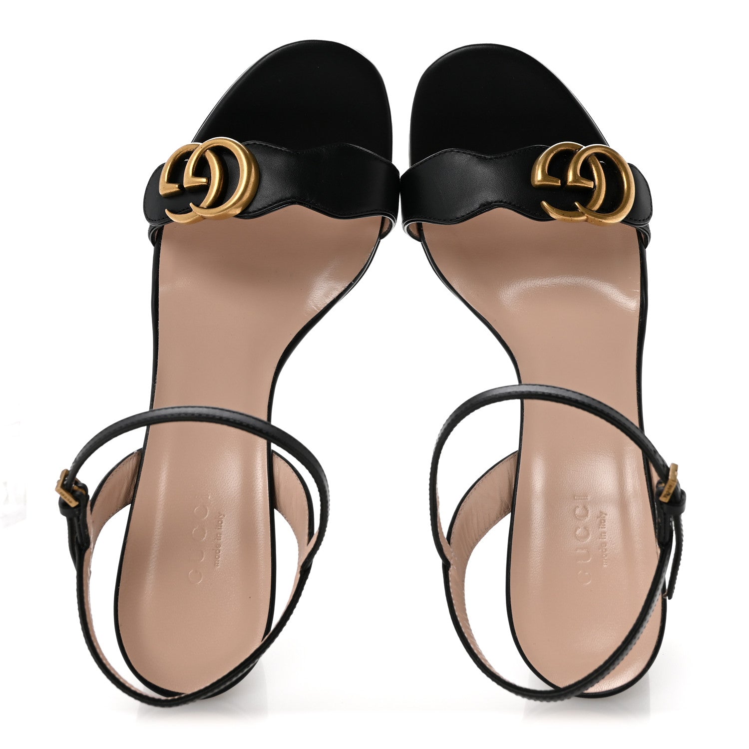Gucci Lifford Calfskin GG Marmont Ankle Wrap 75mm Sandals 38.5 Black 2 of 9