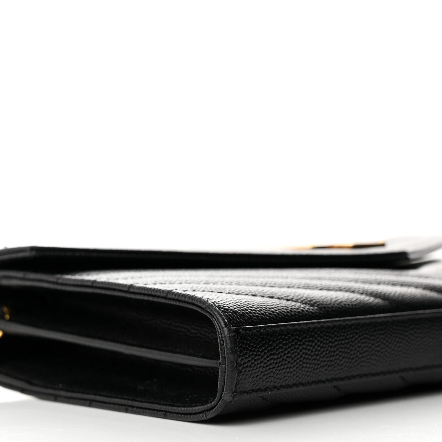 Grain De Poudre Matelasse Chevron Monogram Chain Wallet Black