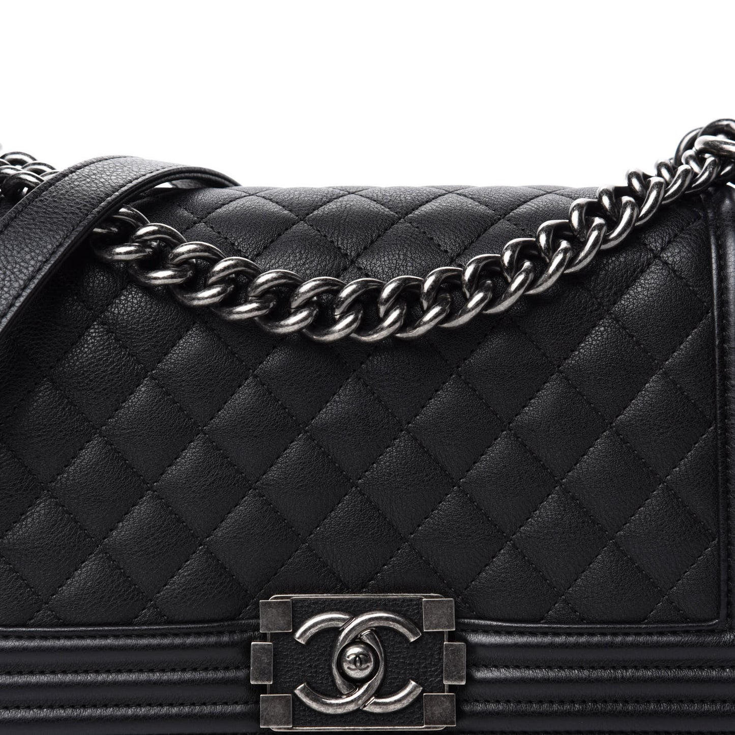 Calfskin Quilted Medium Boy Flap Black