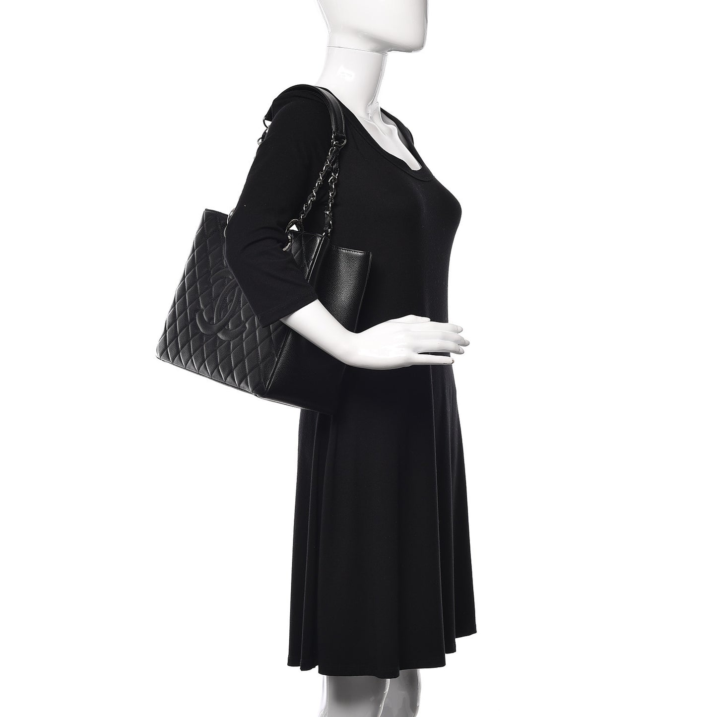 Caviar Quilted Grand Shopping Tote GST Black