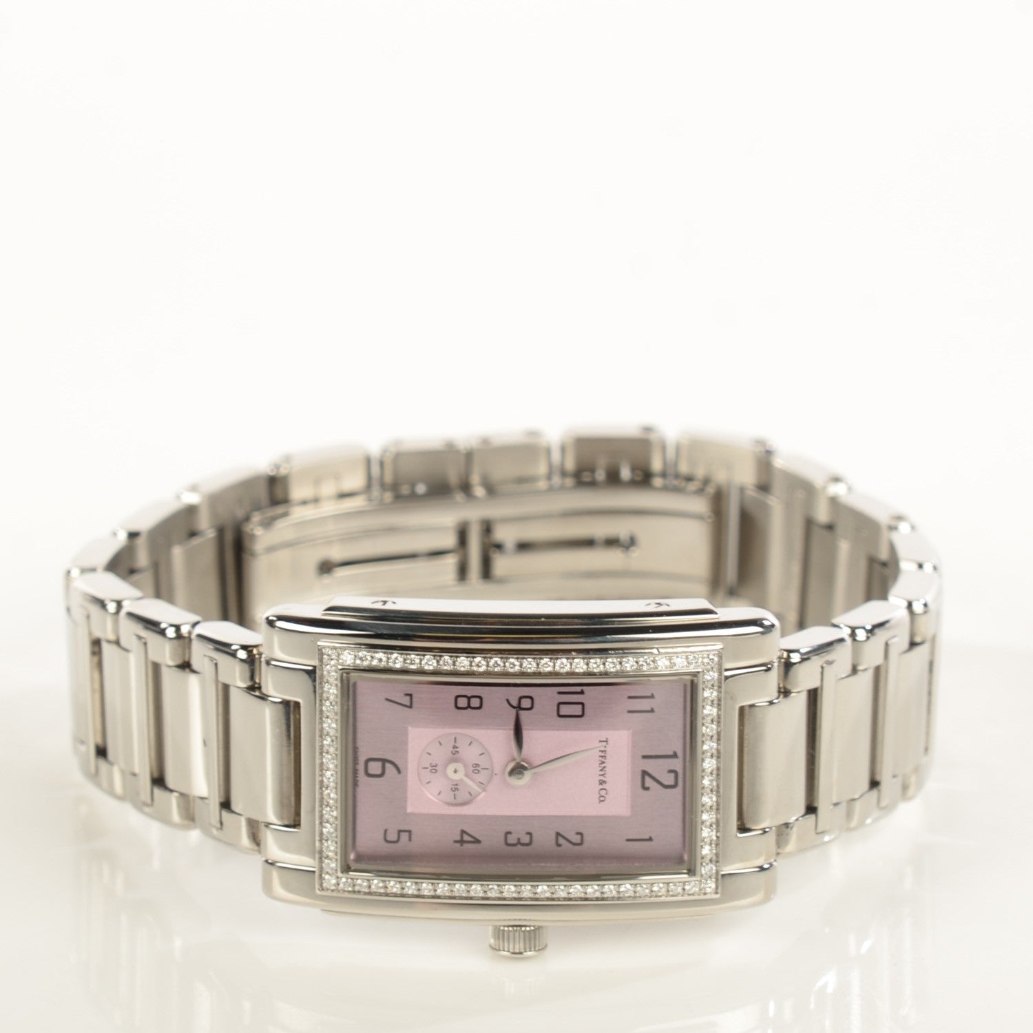 Tiffany Stainless Steel Diamond Bezel 22mm Grand Resonator Quartz Watch Pink 7 of 8